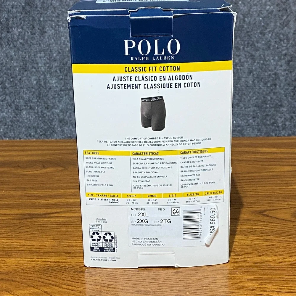 Polo Ralph Lauren Men's 5 Pack Classic Fit Boxer Briefs Black XXL NCBBP5